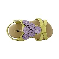 skyhigh Summer Beautiful Girl's Shoes T-Strap Sandal Daisy Flower Top Toddler Size Yellow Purple