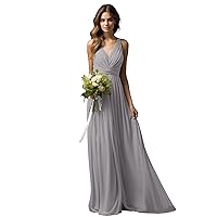 Chiffon Bridesmaid Dresses for Women A Line Ruched Formal Dress V Neck Sleeveless Evening Praty Dress 2024 MA104