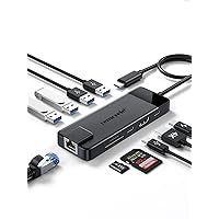 Lemorele USB C Hub Multiport Adapter 10-in-1 USB C Dongle for MacBook Pro Air, Gigabit Ethernet with 4K HDMI, 100W PD, USB 3.0 5Gbps Port, SD/TF Card Reader Adapter, Compatible for Windows/Mac/iPad