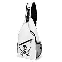 Skull Swords Pirate Crossbody Sling Backpack Multipurpose Chest Bag Casual Shoulder Bag Travel Hiking Daypack