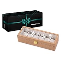 Maverton Watch Box with Engraving for 6 Watches – Wooden Watch Storage Box – Personalised – Brown 31 x 11 x 8 cm – Wedding Gift for Couples – Roses