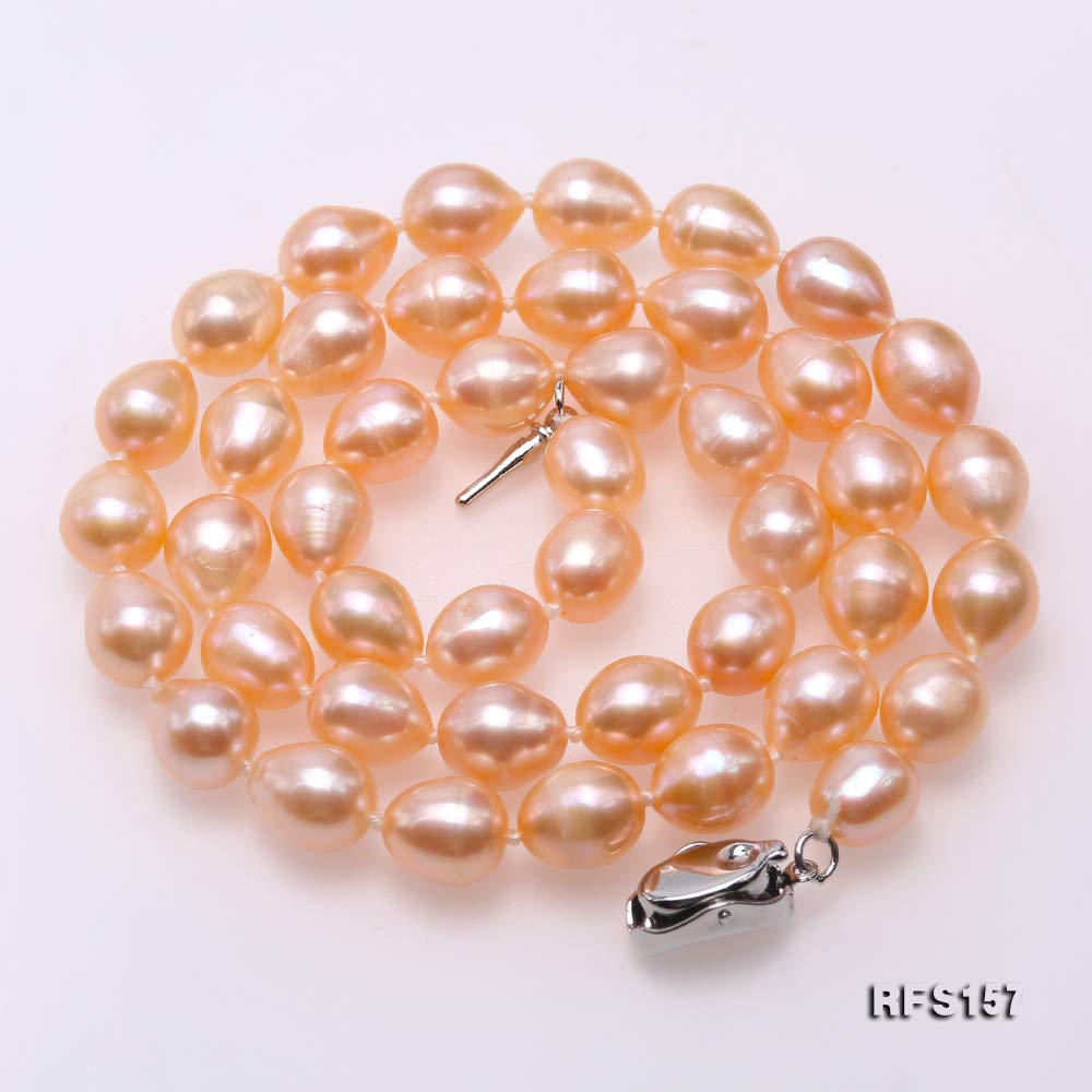 JYX Pearl Necklace Set AA 7-8mm Natural Oval Freshwater Cultured Pearl Necklace and Bracelet Set