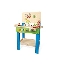 Master Workbench by Hape | Award Winning Kid's Wooden Tool Bench Toy Pretend Play Creative Building Set, Height Adjustable 35Piece Workshop for Toddlers