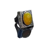 KAR SILVER 925K Stamped Sterling Silver Large Mens Ring with Stones