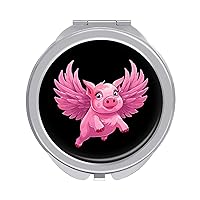 Flying Cute Pig Compact Mirror Travel Pocket Makeup Mirror Portable Folding Mirrors