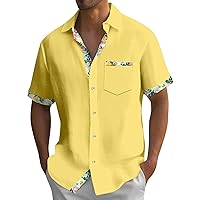 Vaction Shirt for Men Casual Summer T Shirt Fashion Tropical Tees Polyester Button Down Tees Shirt Big and Tall