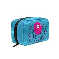 Funky Retro Octopus Printing Cosmetic Bag with Zipper Multifunction Toiletry Pouch Storage Bag for Women