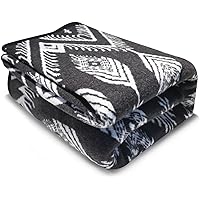 Zanzio Wool Blanket Camping Blanket, Washable Large Throw Blanket, Warm Blanket for Outdoors Camping Sporting Events and Indoors Home, 87 * 63in, Bohemia Grey