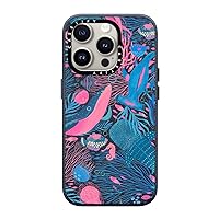 CASETiFY Leather iPhone 15 Pro Case [Textured / 4.9ft Drop Protection/Compatible with Magsafe] - Animal Prints - Under The Sea by Grace Andersson - Navy Blue