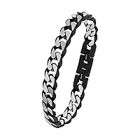 S.Oliver Men's Curb Link Bracelet, 20 + 1.5 cm, Matte Stainless Steel, IP Black, Stainless Steel, Black