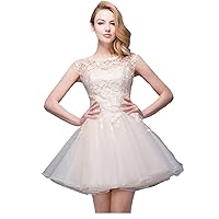 Girls High Neck Lace Graduation Party Homecoming Dress