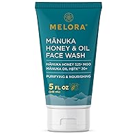 MELORA Manuka Honey Face Wash (5 Oz), Daily Skin Care Facial Cleanser & Makeup Remover with Manuka Honey & Oil for Dry or Sensitive Skin - Anti-Aging Face Wash for Women & Men