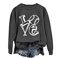 Baseball Sweatshirt Women Fashion Baseball Letter Print Long Sleeve Sweatshirt Casual Crewneck Pullover Tops Blouse