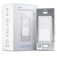 Zwave Light dimmer Switch: Aeotec Wall Dimmer Switch, 3 Way, Repeater, On Off Dim, SmartThings Switch, Z-Wave Plus, Gen7, illumino, ZWave hub Required