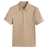 通用 Men's Solid Color Mulberry Silk Casual Shirt Half Sleeve Summer Lapel Short Sleeve T-Shirt