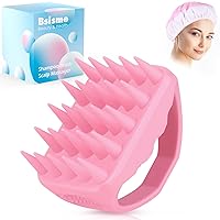 Bsisme Hair Scalp Massager Shampoo Brush, Scalp Scrubber with Soft Silicone Bristles for Dandruff Removal and Hair Growth, Shower Head Massager for Wet Dry Men Women Kids Pets Hair, Pink