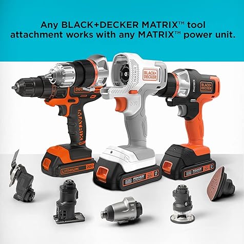 BLACK+DECKER 20V MAX MATRIX Cordless Combo Kit, 6-Tool, White and Orange (BDCDMT1206KITWC)