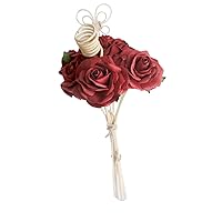 Red Rose Mulberry Paper Flower Bouquet with Reed Diffuser for Home Fragrance (Bundle of of 7 Roses) by Plawanature