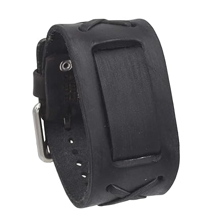 Nemesis FXB-KK Charcoal 39mm Wide 20mm Lug Width Wide Leather Watch Cuff Band