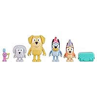 Bluey Figure 4-Pack, Pass The Parcel 2.5-3 inch, Bingo, Lucky's Dad and Lila Character Figures with Accessories