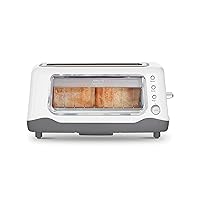 DASH Clear View Toaster: Extra Wide Slot Toaster with See Through Window - Defrost, Reheat + Auto Shut Off Feature for Bagels, Specialty Breads & other Baked Goods - White