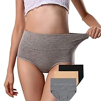ANNYISON Womens Underwear, Soft Cotton High Waist Breathable Solid Color Briefs Panties for Women
