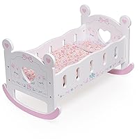 ROBUD Wooden Baby Doll Crib, Baby Doll Bed Toys, for Dolls Up to 18 Inch, Doll Accessories - with Mattress, Pillow, Quilt, Gift for Boys & Girls, Ages 3+