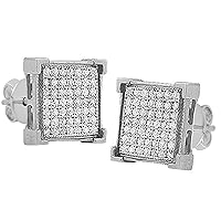 Dazzlingrock Collection 0.04 Carat (ctw) White Diamond V-Prong Mens Hip Hop Iced Stud Earrings, Sterling Silver