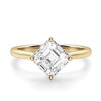 1 CT Asscher Cut Colorless Moissanite Engagement Ring for Women, Classic Handmade Moissanite Diamond Bridal Wedding Rings, Anniversary Propose Gift