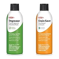 Motorcycle Chain Cleaner & Lubricant Bundle - Degreaser for Chains, 11 Oz & Teflon Chain-Saver Dry Lubricant, 11 Oz