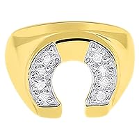 Diamond Horseshoe Ring Good Luck Sterling Silver or Yellow Gold Plated