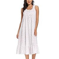 IZZY + TOBY Cotton Nightgowns for Women Sleeveless with Pockets Kintted Soft Ladies Nightgown Night Gown Long Nighties