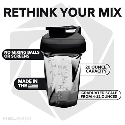 Helimix 2.0 Vortex Blender Shaker Bottle 20oz Capacity, No Blending Ball  or Whisk, USA Made, Portable Pre Workout Whey Protein Drink Shaker Cup, Mixes  Cocktails Smoothies Shakes