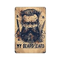 Cool Beard Barber Shop Metal Sign Moustache Retro Haircut Shaves Salon Tin Sign Poster Vintage Tinplate Print Wall Decor for Hairstylist Barber Hair-cutter 8 x 12 inches
