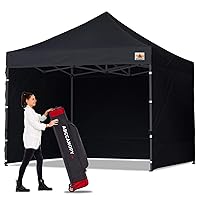 ABCCANOPY Heavy Duty Easy Pop up Canopy Tent with Sidewalls 10x10, Dull Black