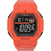 Timex Men's Command Encounter 45mm Watch - Orange Strap Digital Neg Display Dial Orange Case