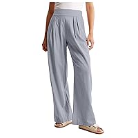 Pants Woman High Elastic Linen Palazzo Pants 2024 Casual Yoga Sweatpant Lounge Pant Trousers Women Wide Leg Pants