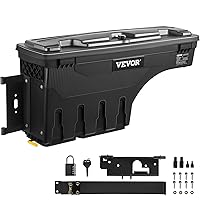 VEVOR Truck Bed Storage Box, Swing Case Fits Dodge Ram 1500 2019-2021, Driver Side, Lockable Wheel Well Tool Box with Password Padlock, Waterproof and Durable ABS Tool Box