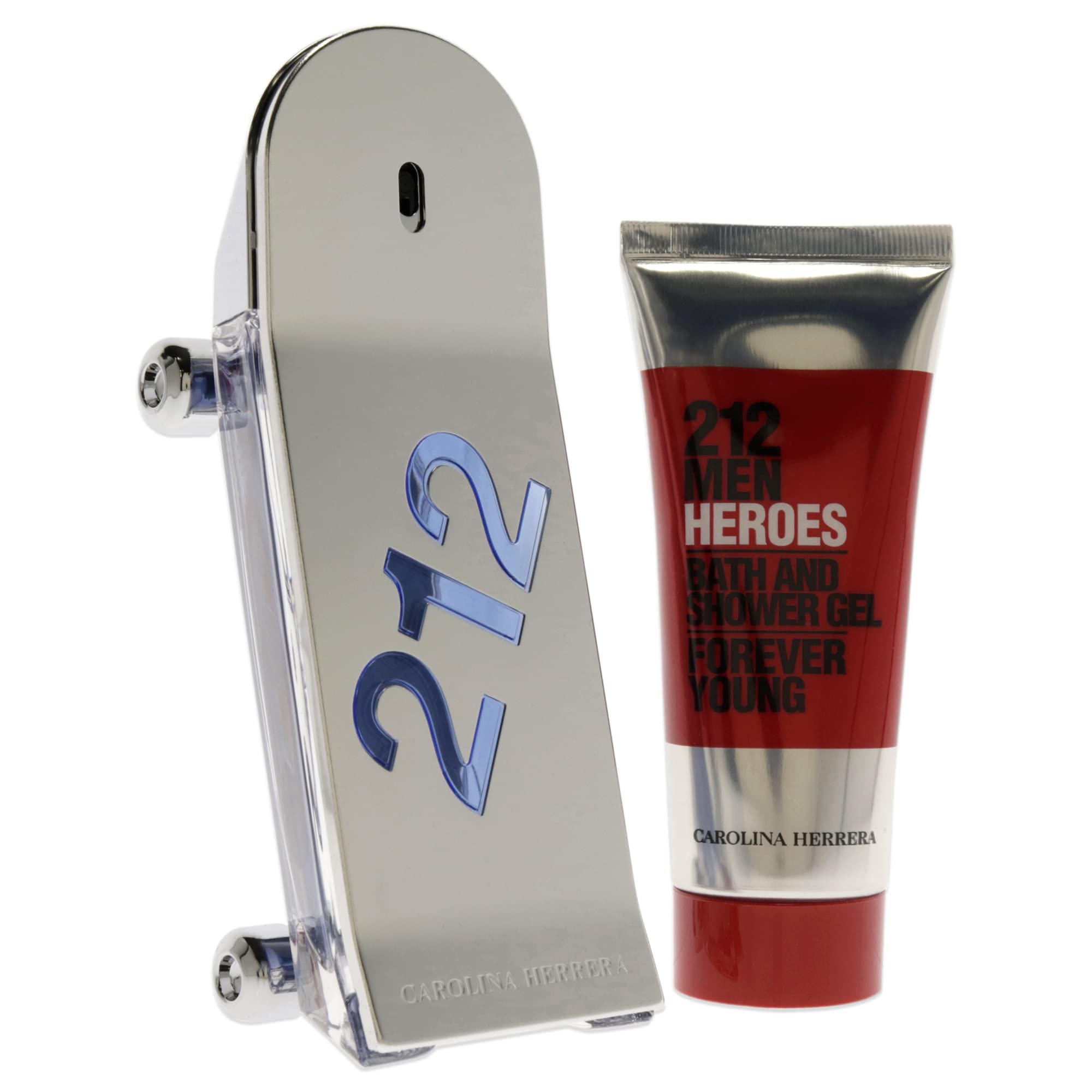 Carolina Herrera 212 Heroes Forever Young 3oz EDT Spray, 3.4oz Bath and Shower Gel Men 2 Pc Gift Set