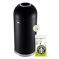 EKO Eternal 15 Gallon Round Open Top Waste Bin, Tall Commercial Trash Can for Indoor and Outdoor, Black Steel Heavy-Duty, Extra Large Metal Garbage Bin for Home, Office, Restaurant, Restroom, 56L