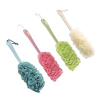 3 Pack Back Scrubber Long Handled Bath Brush Soft Mesh Sponge Exfoliating Body Scrub Back Cleaner Loofah Bathroom Shower Accessories for Women and Men (Multiple Colors（4pack）)