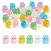 KISSITTY 24Pcs Glow in The Dark Chick Miniature Figurines Colorful Small Chick Figures Luminous Chick Resin Ornament for DIY Fairy Garden Micro Landscape Home Decoration