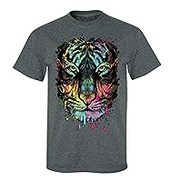 Dripping Tiger Adult Short Sleeve T-Shirt-Heather Gray-Large