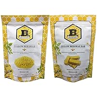 Beesworks Beeswax Combo Pack - 1 lb Yellow Pellets and (6) 1 oz Yellow Bars | 100% Beeswax for DIY Candle Making, Soap and Lip Balm | Triple Filtered Cosmetic Grade Wax