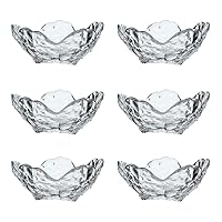 Japanese Seasoning Dishes 6Pcs, Cherry Blossom Appetizer Plate, Small Sushi Soy Sauce Bowl, Small Dessert Bowl, Glass Appetizer Plates Serving (Crystal)