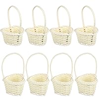 Happyyami 10Pcs Woven flower basket decorative basket flower girl basket with handle wicker flower girl basket heart flower girl basket easter basket plastic child Country style container