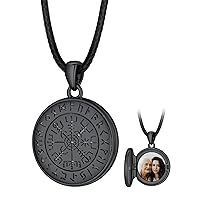 FaithHeart Locket Necklace for Men Women, Sterling Silver/Copper That Hold Pictures Personalized Round Picture Lockets Memorial Jewelry Gift