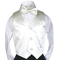 2pc Boys Satin Ivory Vest and Bow tie Set from Baby to Teen (M:(6-12 months))