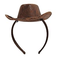 Beistle Cowboy Hat Headband For Western Square Dance Costume Accessories, Cowgirl Bachelorette Party Supplies, Celebrating With You Since 1900, Brown