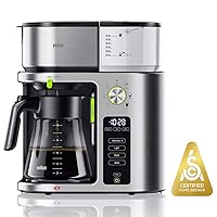 Braun MultiServe Coffee Machine 7 Programmable Brew Sizes / 3 Strengths + Iced Coffee & Hot Water for Tea, Glass Carafe (10-Cup), Stainless Steel, Silver KF9170SI